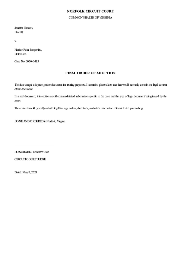 FINAL ORDER OF ADOPTION – Case No. 2025-2009