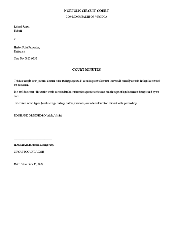 COURT MINUTES – Hearing Date: 2025-02-14