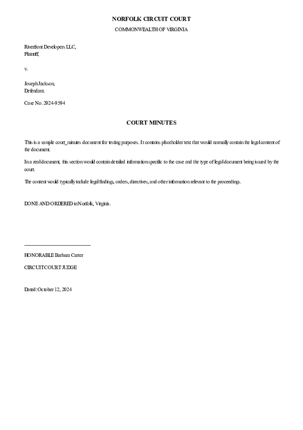 COURT MINUTES – Hearing Date: 2025-03-19