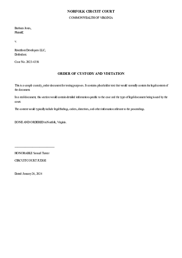 CUSTODY ORDER – Case No. 2025-CU-4820