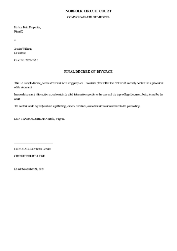 DIVORCE DECREE – Case No. 2025-DR-2124