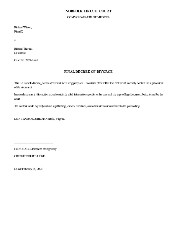 DIVORCE DECREE – Case No. 2025-DR-1578