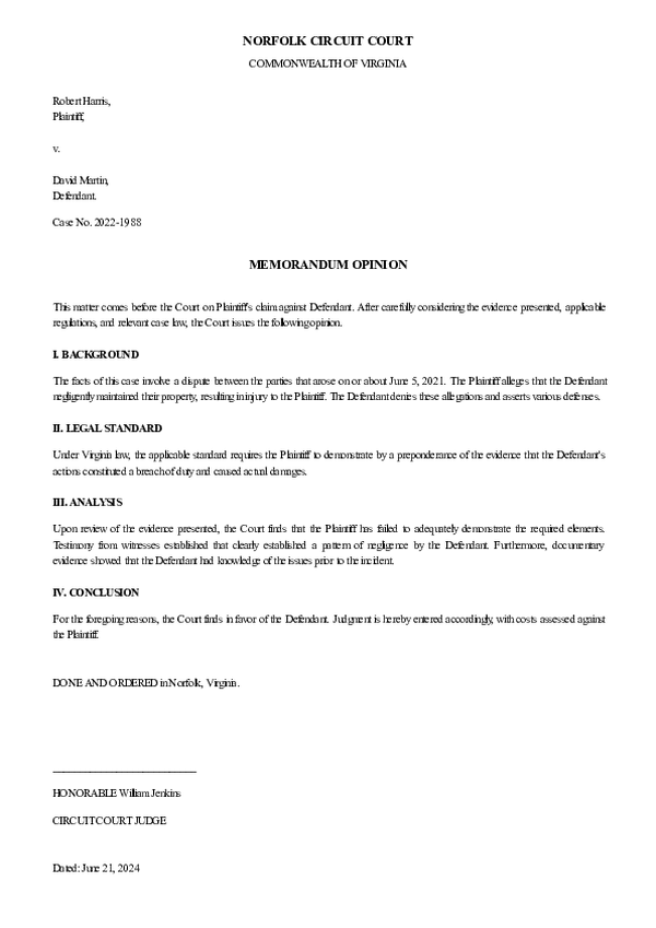 JUDICIAL OPINION – Case No. 2025-CV-9430