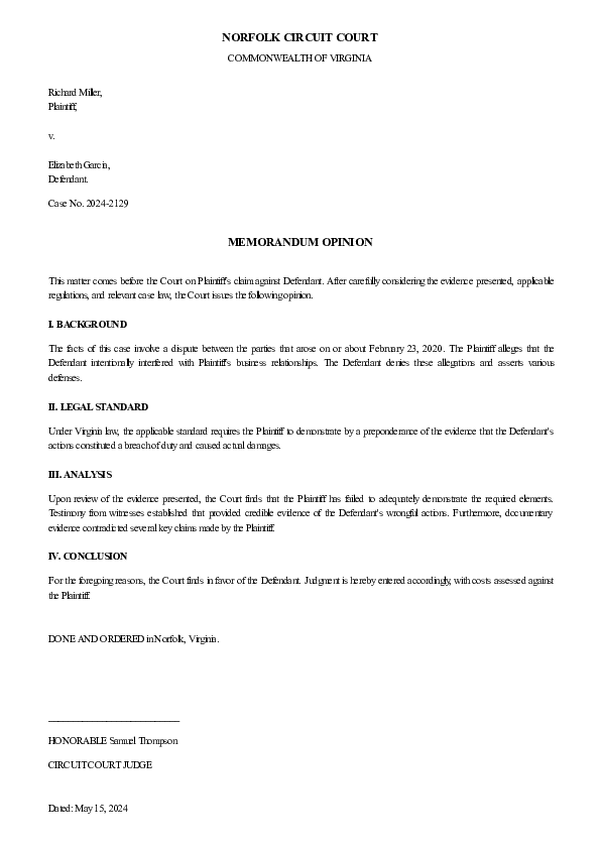 JUDICIAL OPINION – Case No. 2025-CV-2567