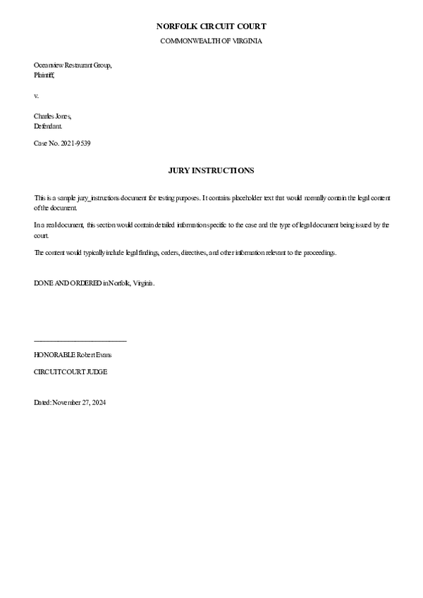 JURY INSTRUCTIONS – Case No. 2025-2833