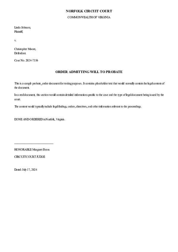 PROBATE ORDER – Case No. 2025-8363