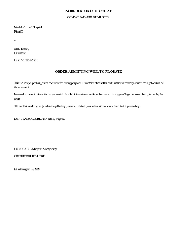 PROBATE ORDER – Case No. 2025-5031