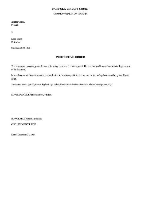 PROTECTIVE ORDER – Case No. 2025-6153
