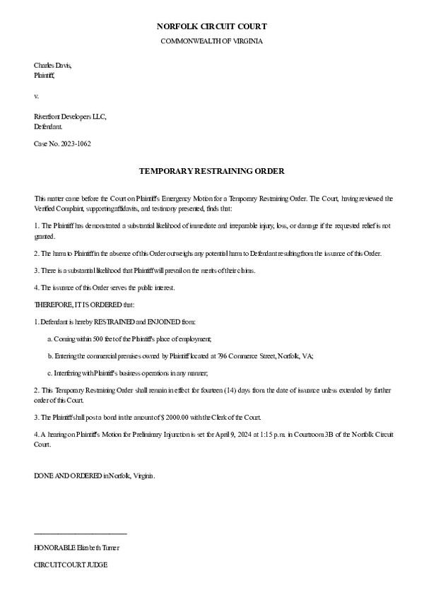 TEMPORARY RESTRAINING ORDER – Case No. 2025-TR-8060